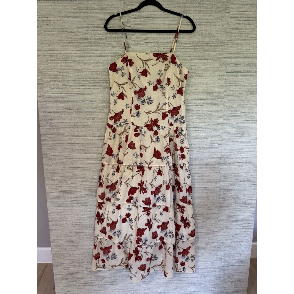 NWT Lucky Brand Fall Floral Tiered Maxi Dress L | Fall Cottagecore Crimson